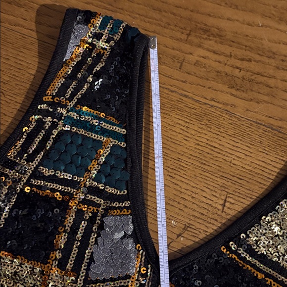 Zara Black, Green, and Gold Sequin Dress - Picture 11 of 14